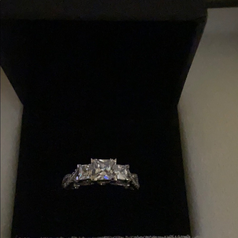 White Sapphire Sterling silver engagement ring.